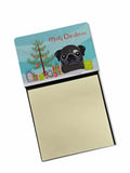 Christmas Tree and Black Pug Watercolor Sticky Note Holder Refillable Dispenser Desk Accessory 3x3 Pad Gift