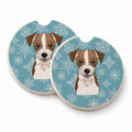 Snowflake Jack Russell Terrier Set of 2 Cup Holder Car Coasters Absorbent Round Sandstone Coasters Gifts for Men or Women, 2.5, Multicolor