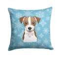Snowflake Jack Russell Terrier Decorative Throw Pillow 14x14 Indoor Outdoor Accent Cushion, Fabric Cover with Insert for Sofa, Bed, Porch & Living Room