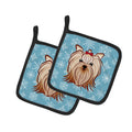 Snowflake Yorkie Yorkishire Terrier Pot Holder Set of 2 Heat Resistant Quilted Hot Pads 7.5 x 7.5 Inch, Insulated Kitchen Trivets for Cooking & Baking