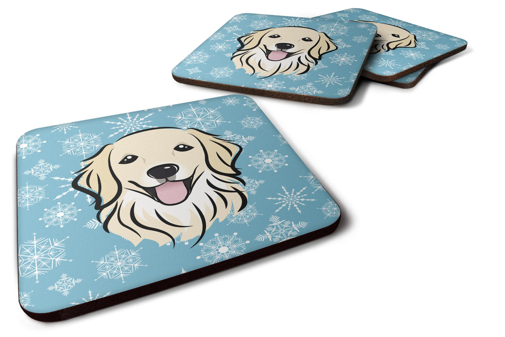 Snowflake Golden Retriever Foam Coasters Set of 4 Cup Coasters for Indoor Outdoor, Tabletop Protection, Anti Slip, Mouse pad Material