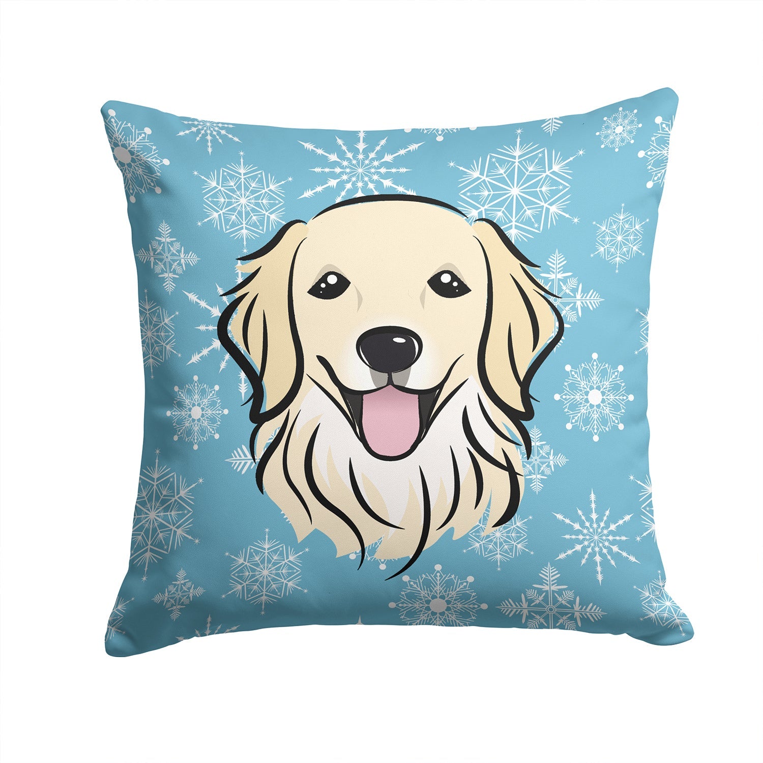 Snowflake Golden Retriever Decorative Throw Pillow 14x14 Indoor Outdoor Accent Cushion, Fabric Cover with Insert for Sofa, Bed, Porch & Living Room