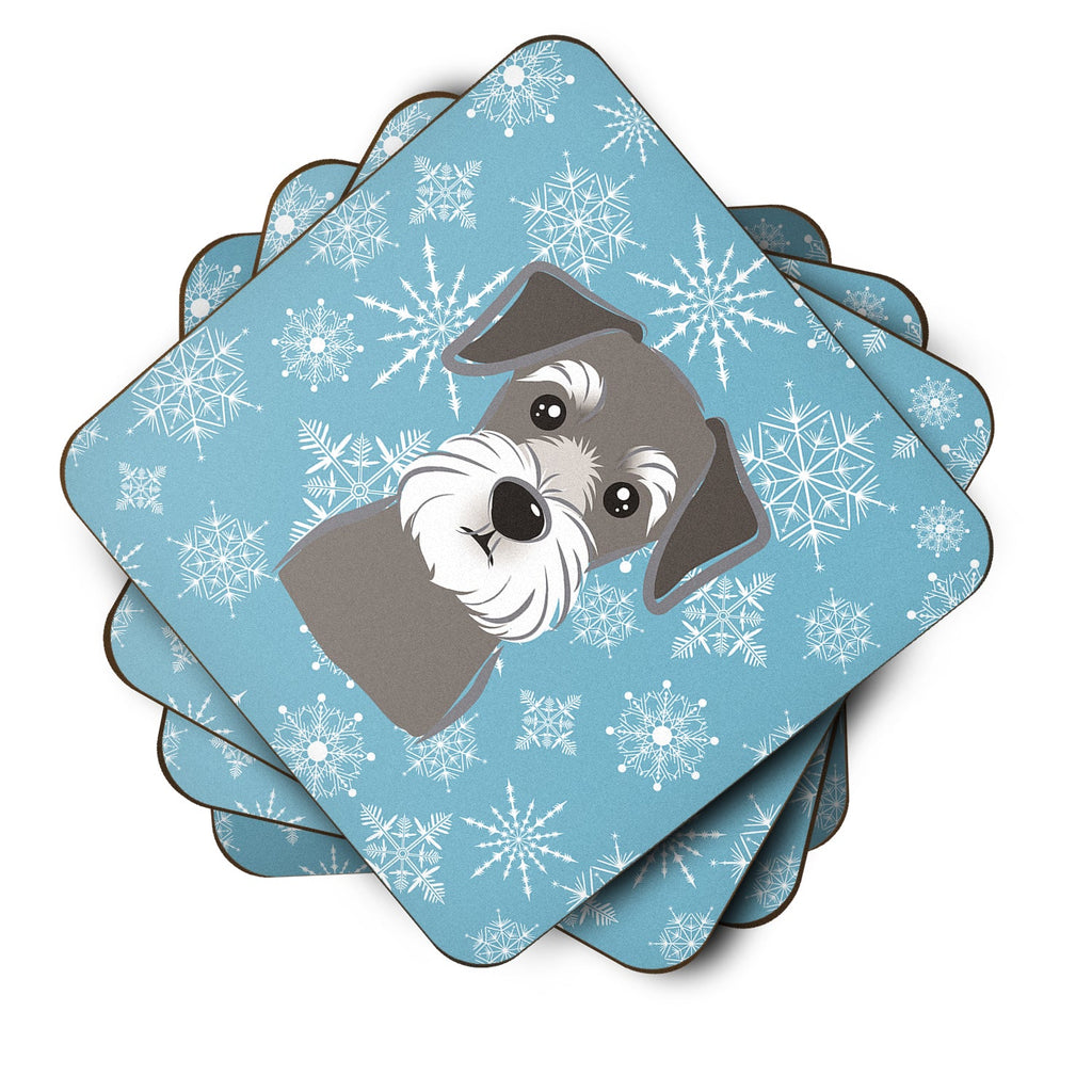 Snowflake Schnauzer Foam Coasters Set of 4 Cup Coasters for Indoor Outdoor, Tabletop Protection, Anti Slip, Mouse pad Material