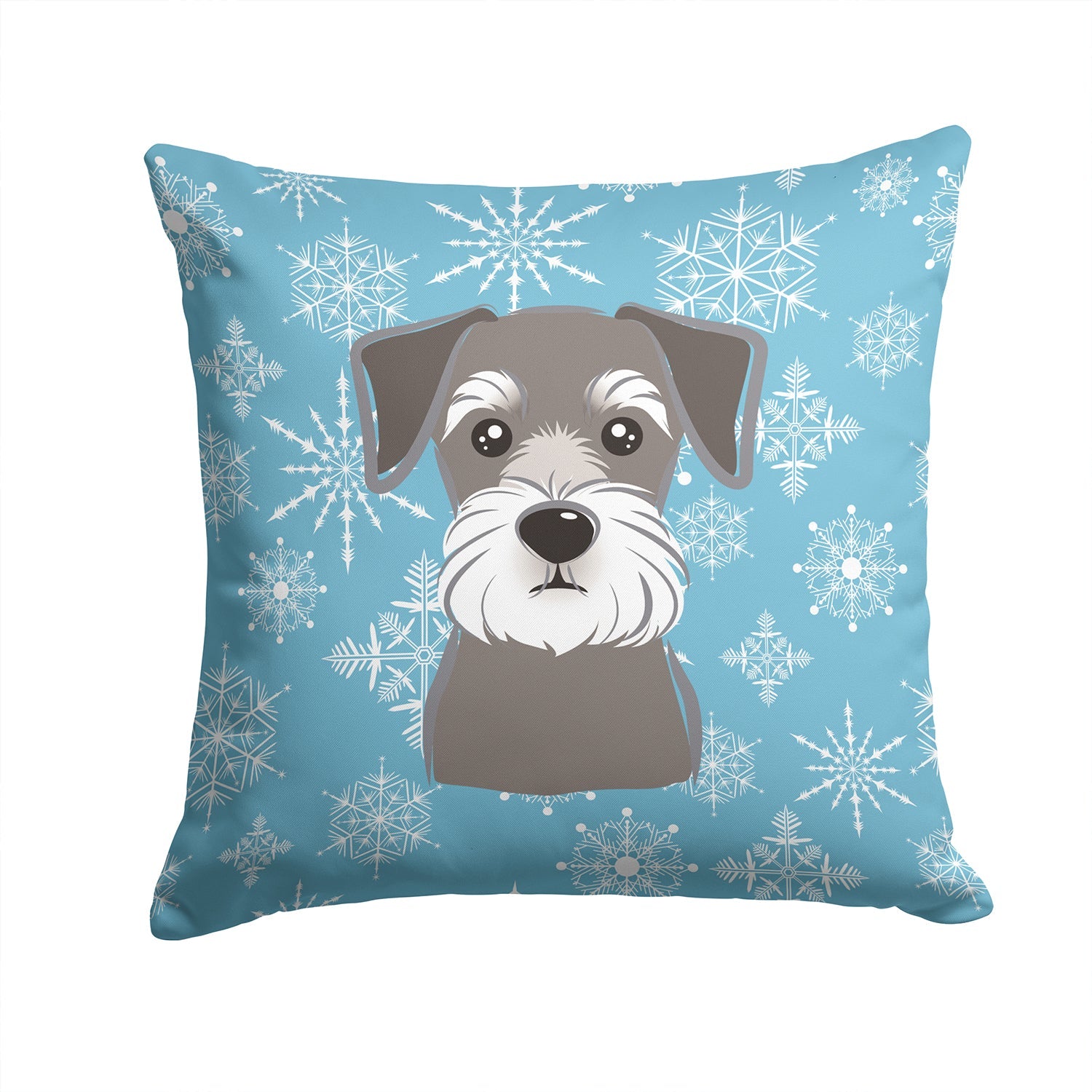 Snowflake Schnauzer Decorative Throw Pillow 14x14 Indoor Outdoor Accent Cushion, Fabric Cover with Insert for Sofa, Bed, Porch & Living Room
