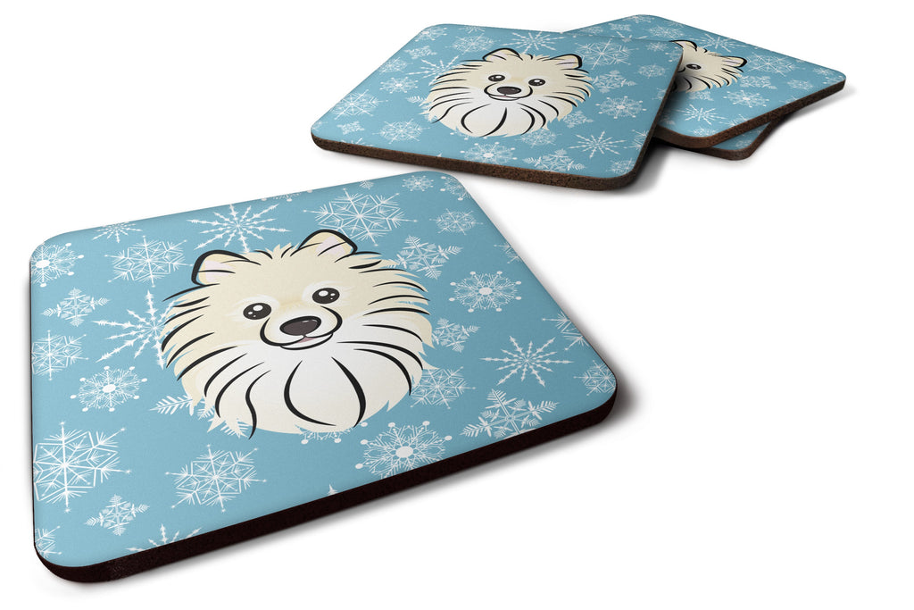 Snowflake Pomeranian Foam Coasters Set of 4 Cup Coasters for Indoor Outdoor, Tabletop Protection, Anti Slip, Mouse pad Material