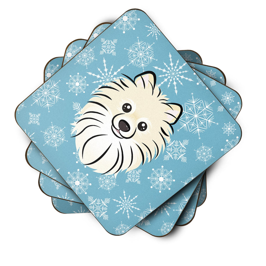 Snowflake Pomeranian Foam Coasters Set of 4 Cup Coasters for Indoor Outdoor, Tabletop Protection, Anti Slip, Mouse pad Material