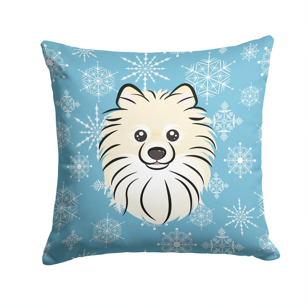 Snowflake Pomeranian Decorative Throw Pillow 14x14 Indoor Outdoor Accent Cushion, Fabric Cover with Insert for Sofa, Bed, Porch & Living Room