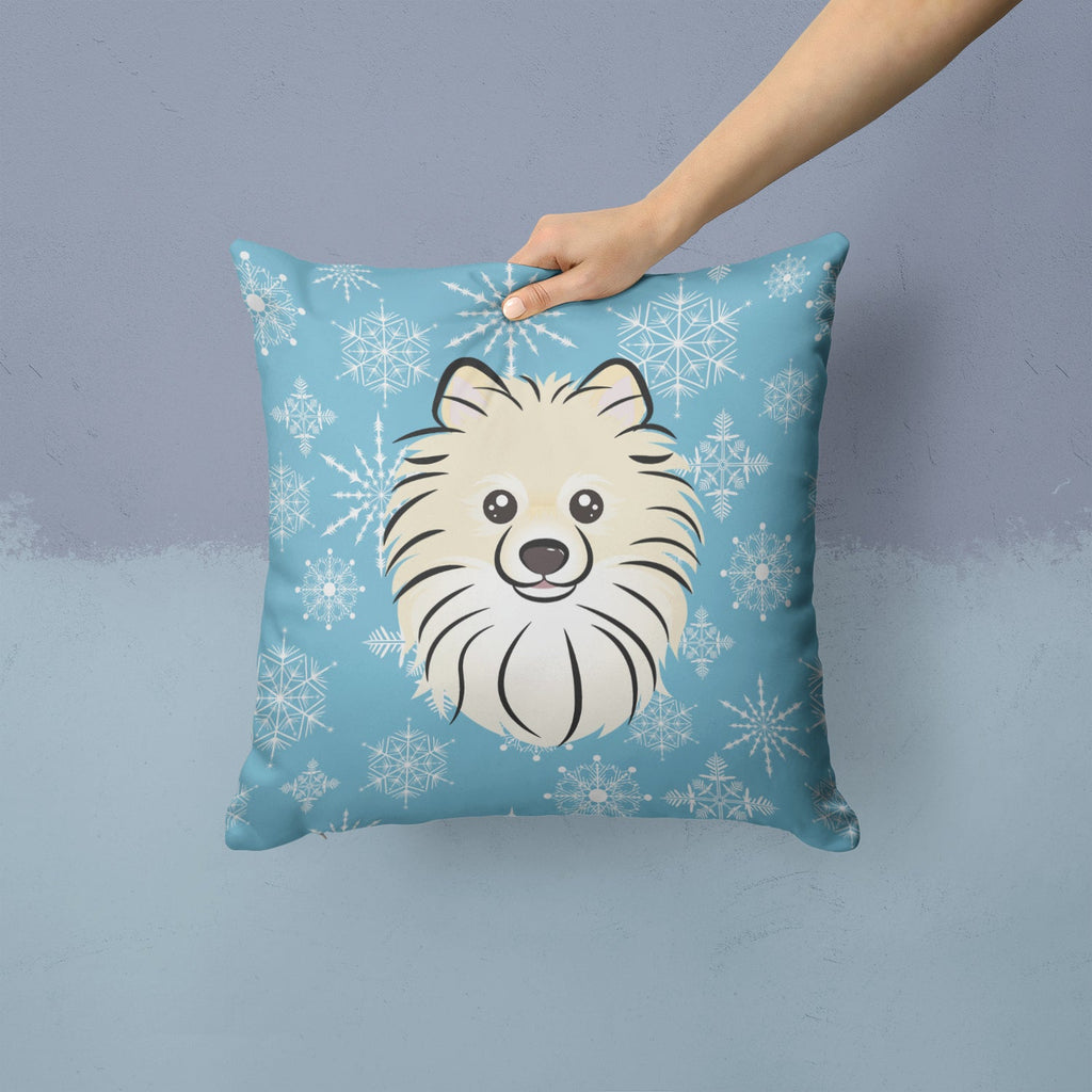 Snowflake Pomeranian Decorative Throw Pillow 14x14 Indoor Outdoor Accent Cushion, Fabric Cover with Insert for Sofa, Bed, Porch & Living Room