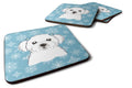 Snowflake Maltese Foam Coasters Set of 4 Cup Coasters for Indoor Outdoor, Tabletop Protection, Anti Slip, Mouse pad Material