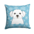 Snowflake Maltese Decorative Throw Pillow 14x14 Indoor Outdoor Accent Cushion, Fabric Cover with Insert for Sofa, Bed, Porch & Living Room