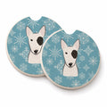 Snowflake Bull Terrier Set of 2 Cup Holder Car Coasters Absorbent Round Sandstone Coasters Gifts for Men or Women, 2.5, Multicolor