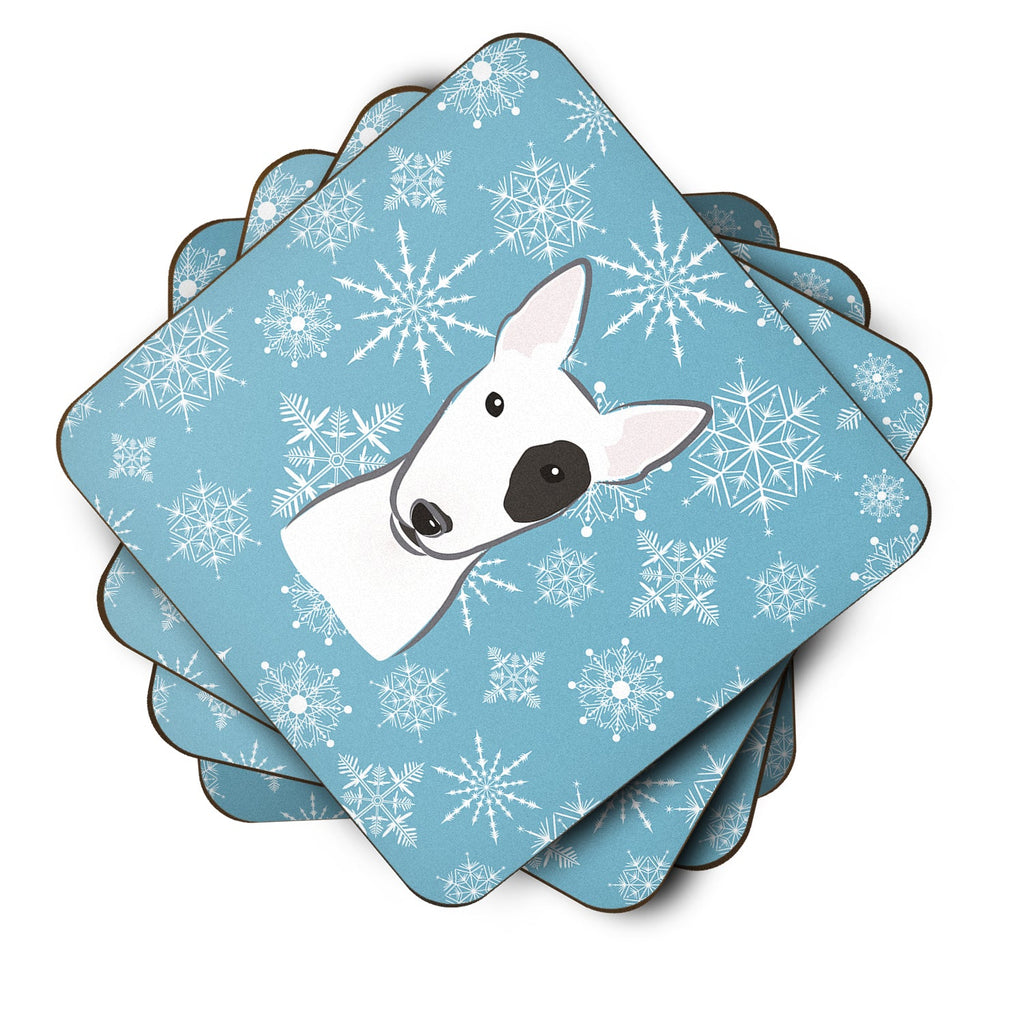 Snowflake Bull Terrier Foam Coasters Set of 4 Cup Coasters for Indoor Outdoor, Tabletop Protection, Anti Slip, Mouse pad Material
