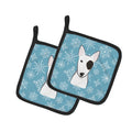 Snowflake Bull Terrier Pot Holder Set of 2 Heat Resistant Quilted Hot Pads 7.5 x 7.5 Inch, Insulated Kitchen Trivets for Cooking & Baking