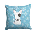 Snowflake Bull Terrier Decorative Throw Pillow 14x14 Indoor Outdoor Accent Cushion, Fabric Cover with Insert for Sofa, Bed, Porch & Living Room