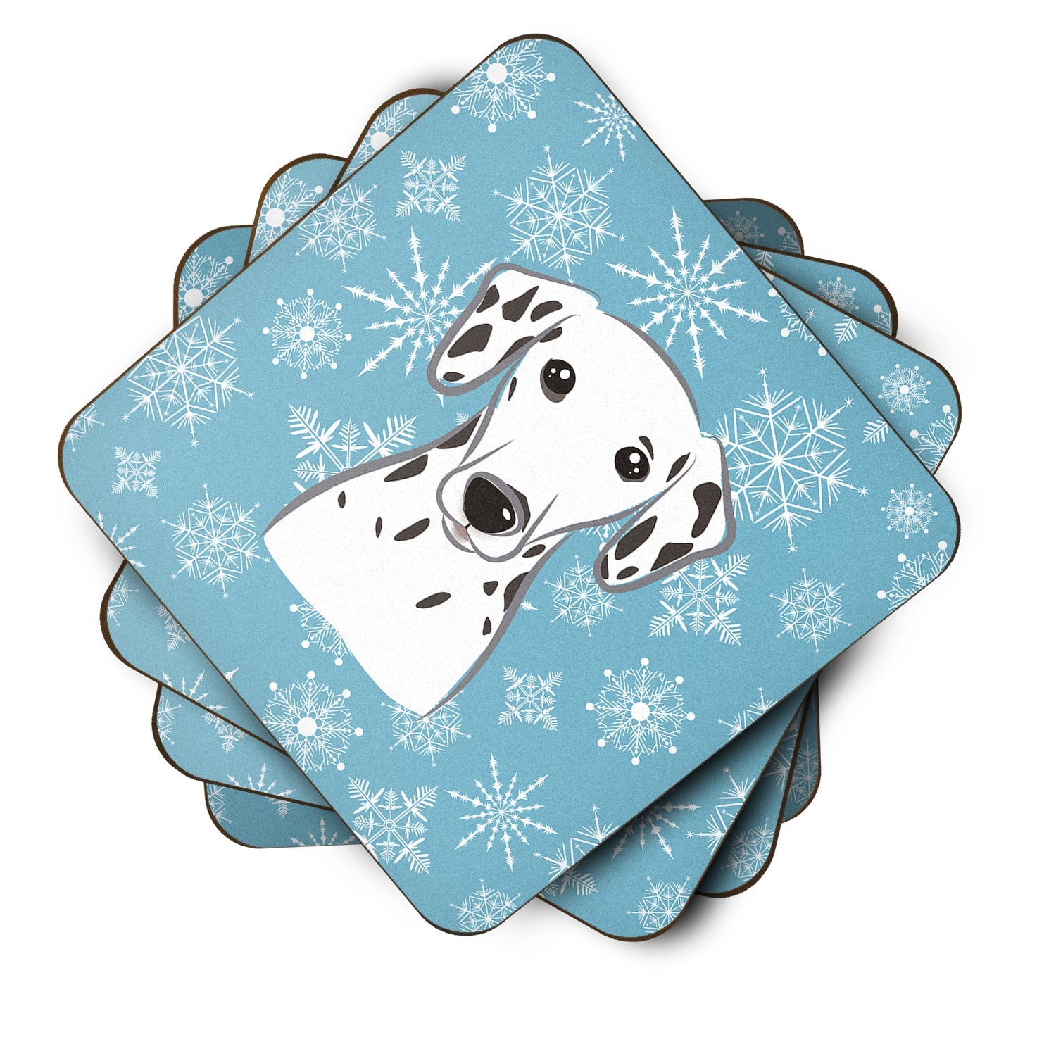 Snowflake Dalmatian Foam Coasters Set of 4 Cup Coasters for Indoor Outdoor, Tabletop Protection, Anti Slip, Mouse pad Material