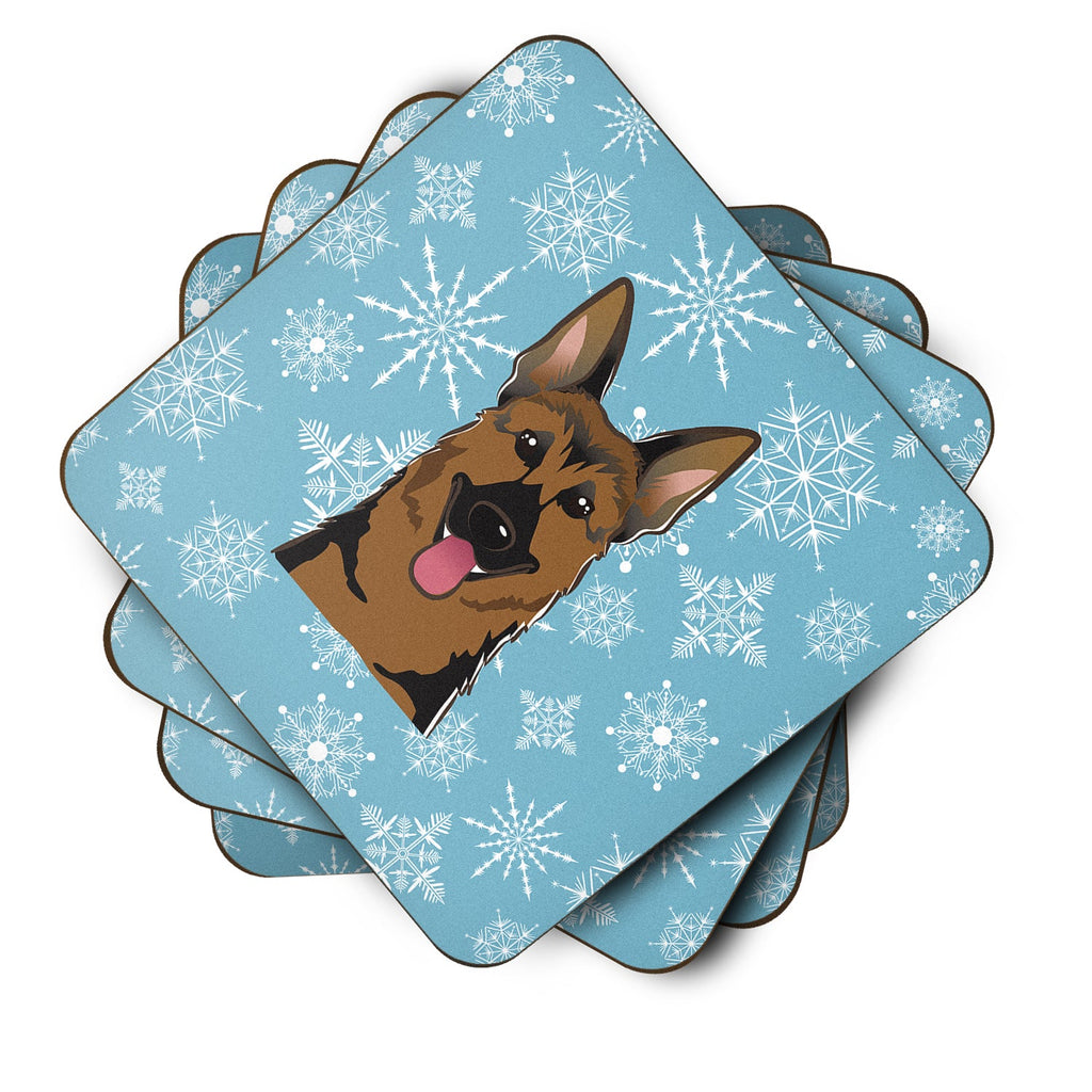 Snowflake German Shepherd Foam Coasters Set of 4 Cup Coasters for Indoor Outdoor, Tabletop Protection, Anti Slip, Mouse pad Material