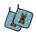Snowflake German Shepherd Pot Holder Set of 2 Heat Resistant Quilted Hot Pads 7.5 x 7.5 Inch, Insulated Kitchen Trivets for Cooking & Baking