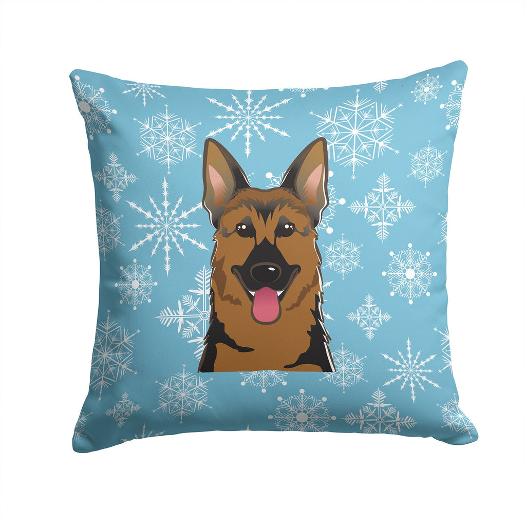Snowflake German Shepherd Decorative Throw Pillow 14x14 Indoor Outdoor Accent Cushion, Fabric Cover with Insert for Sofa, Bed, Porch & Living Room