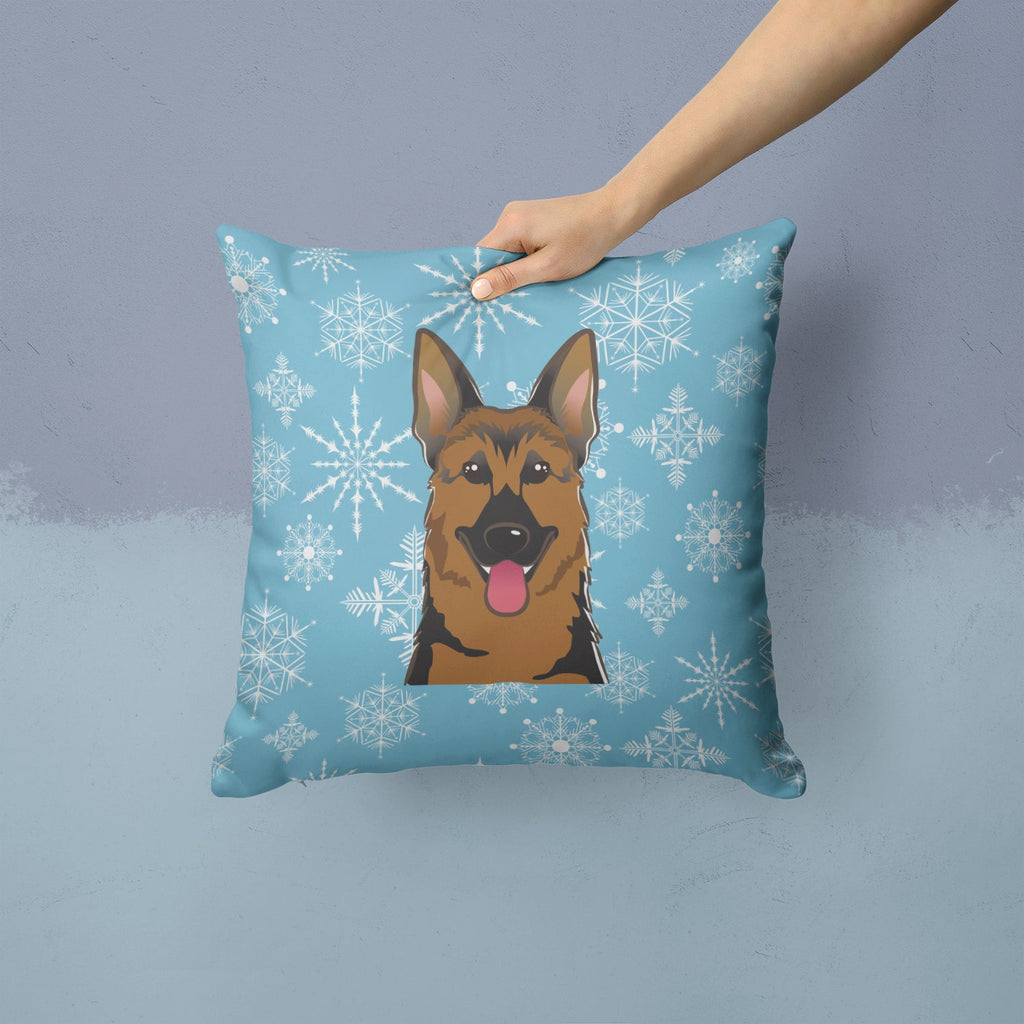 Snowflake German Shepherd Decorative Throw Pillow 14x14 Indoor Outdoor Accent Cushion, Fabric Cover with Insert for Sofa, Bed, Porch & Living Room