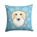 Snowflake Longhair Creme Dachshund Decorative Throw Pillow 14x14 Indoor Outdoor Accent Cushion, Fabric Cover with Insert for Sofa, Bed, Porch & Living Room