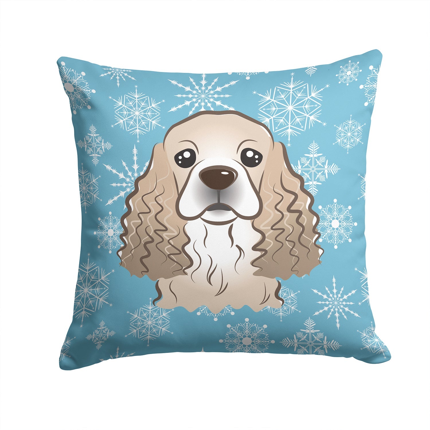 Snowflake Cocker Spaniel Decorative Throw Pillow 14x14 Indoor Outdoor Accent Cushion, Fabric Cover with Insert for Sofa, Bed, Porch & Living Room