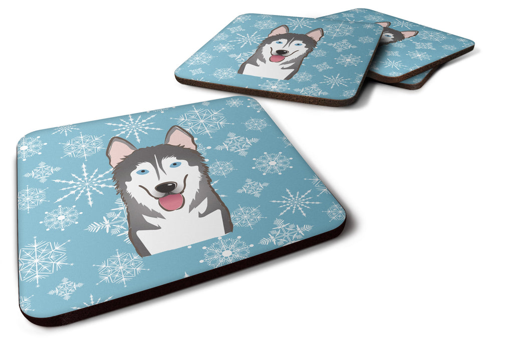 Snowflake Alaskan Malamute Foam Coasters Set of 4 Cup Coasters for Indoor Outdoor, Tabletop Protection, Anti Slip, Mouse pad Material