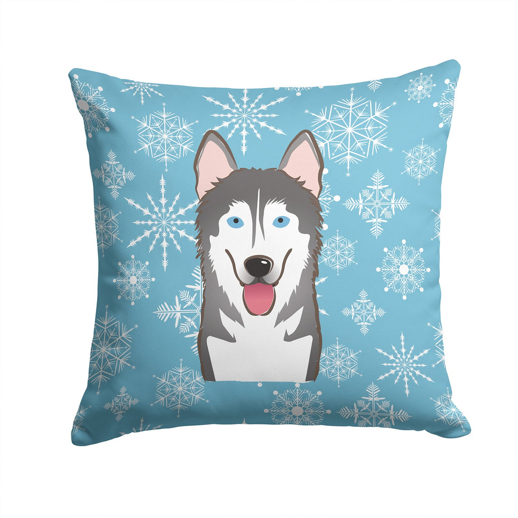 Snowflake Alaskan Malamute Decorative Throw Pillow 14x14 Indoor Outdoor Accent Cushion, Fabric Cover with Insert for Sofa, Bed, Porch & Living Room