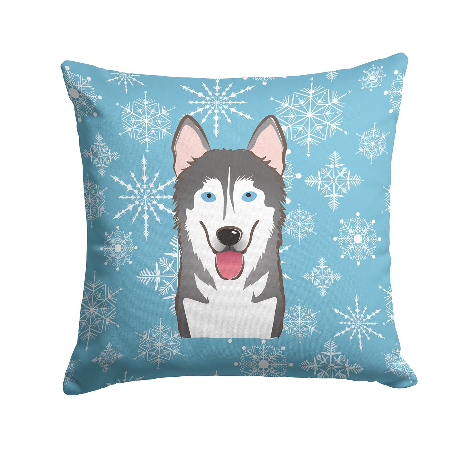 Snowflake Alaskan Malamute Decorative Throw Pillow 14x14 Indoor Outdoor Accent Cushion, Fabric Cover with Insert for Sofa, Bed, Porch & Living Room