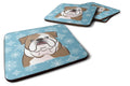Snowflake English Bulldog  Foam Coasters Set of 4 Cup Coasters for Indoor Outdoor, Tabletop Protection, Anti Slip, Mouse pad Material