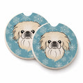 Snowflake Pekingese Set of 2 Cup Holder Car Coasters Absorbent Round Sandstone Coasters Gifts for Men or Women, 2.5, Multicolor