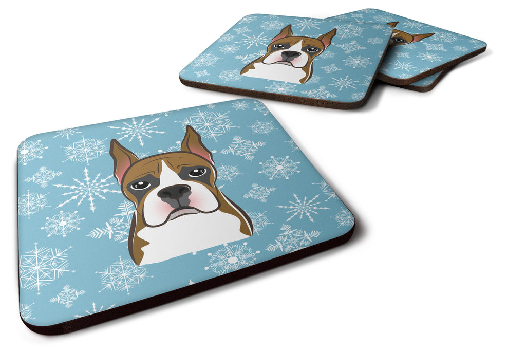 Snowflake Boxer Foam Coasters Set of 4 Cup Coasters for Indoor Outdoor, Tabletop Protection, Anti Slip, Mouse pad Material