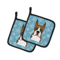 Snowflake Boxer Pot Holder Set of 2 Heat Resistant Quilted Hot Pads 7.5 x 7.5 Inch, Insulated Kitchen Trivets for Cooking & Baking