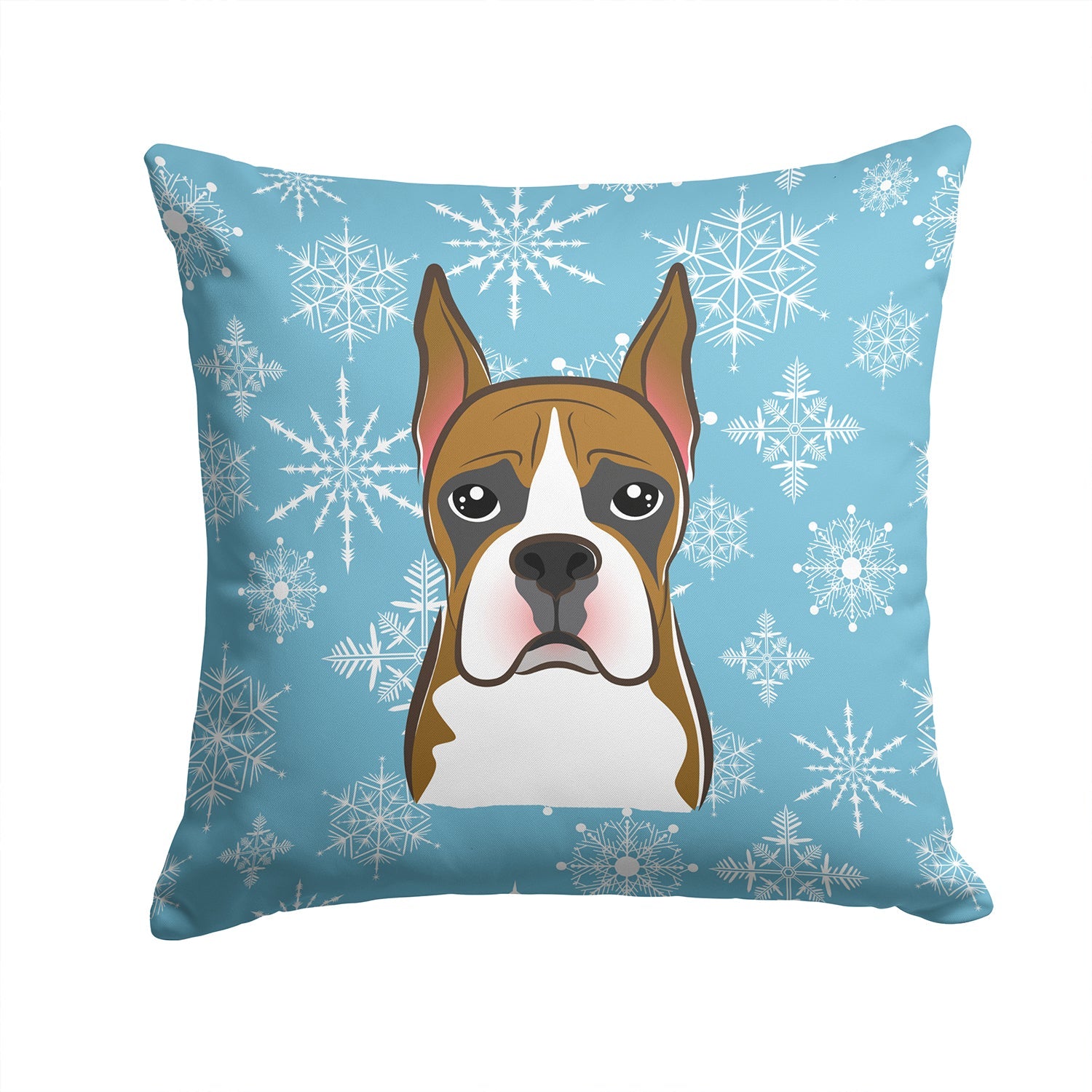 Snowflake Boxer Decorative Throw Pillow 14x14 Indoor Outdoor Accent Cushion, Fabric Cover with Insert for Sofa, Bed, Porch & Living Room