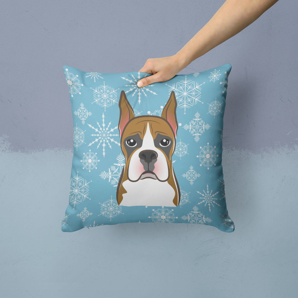 Snowflake Boxer Decorative Throw Pillow 14x14 Indoor Outdoor Accent Cushion, Fabric Cover with Insert for Sofa, Bed, Porch & Living Room