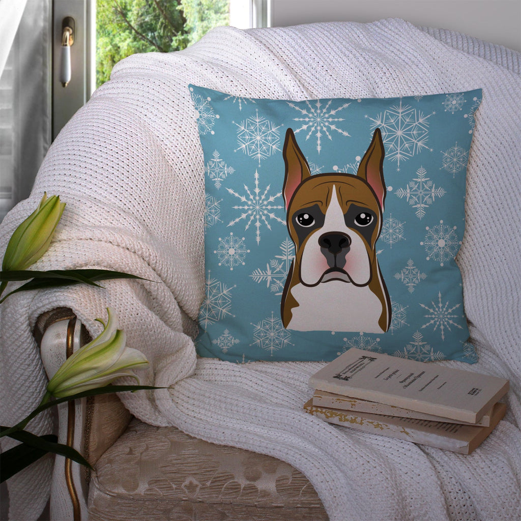 Snowflake Boxer Decorative Throw Pillow 14x14 Indoor Outdoor Accent Cushion, Fabric Cover with Insert for Sofa, Bed, Porch & Living Room