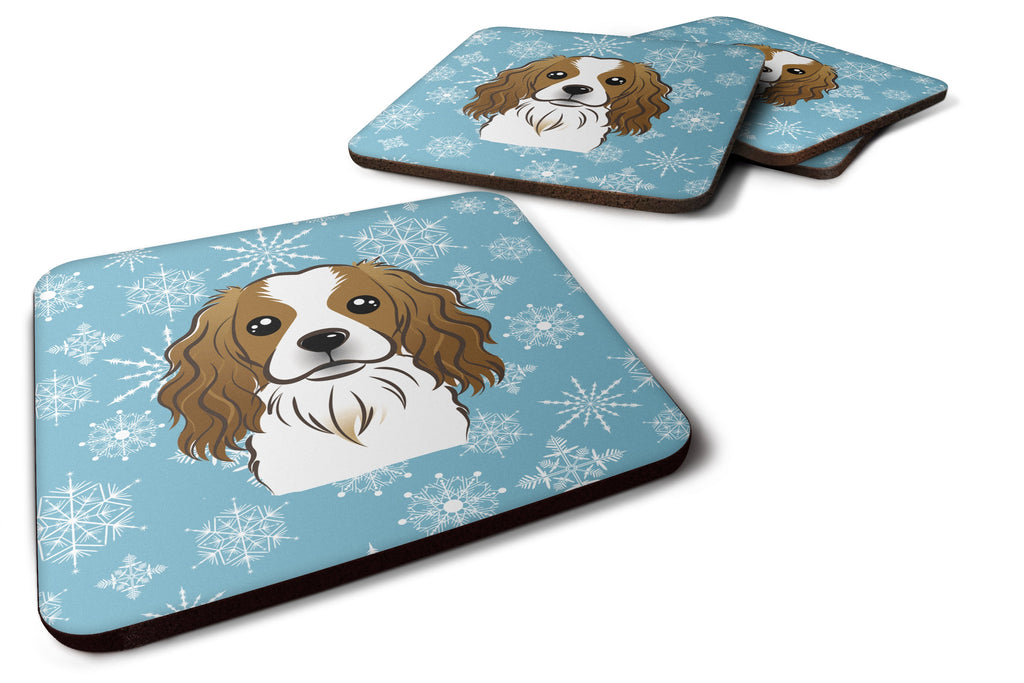 Snowflake Cavalier Spaniel Foam Coasters Set of 4 Cup Coasters for Indoor Outdoor, Tabletop Protection, Anti Slip, Mouse pad Material
