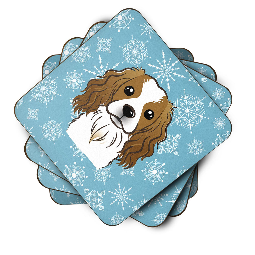 Snowflake Cavalier Spaniel Foam Coasters Set of 4 Cup Coasters for Indoor Outdoor, Tabletop Protection, Anti Slip, Mouse pad Material