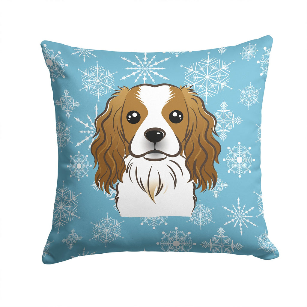 Snowflake Cavalier Spaniel Decorative Throw Pillow 14x14 Indoor Outdoor Accent Cushion, Fabric Cover with Insert for Sofa, Bed, Porch & Living Room