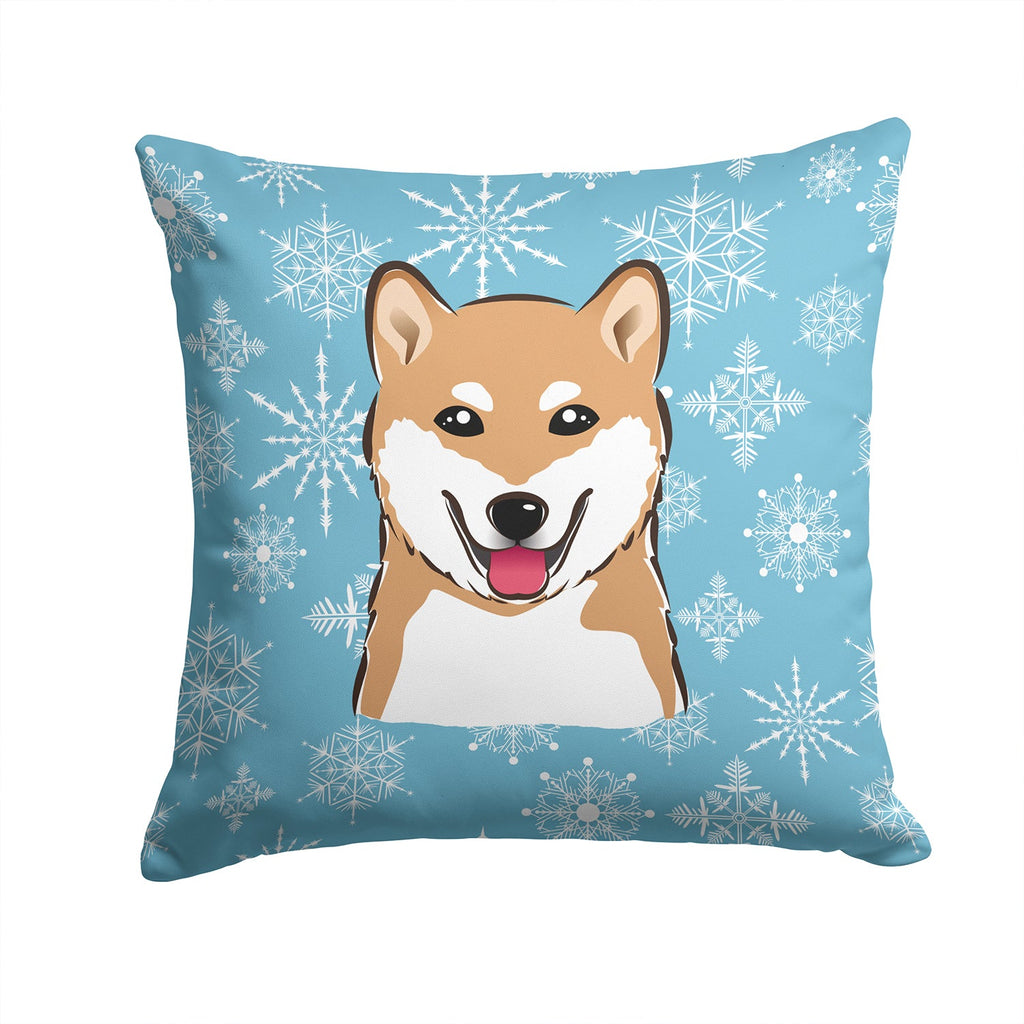 Snowflake Shiba Inu Decorative Throw Pillow 14x14 Indoor Outdoor Accent Cushion, Fabric Cover with Insert for Sofa, Bed, Porch & Living Room