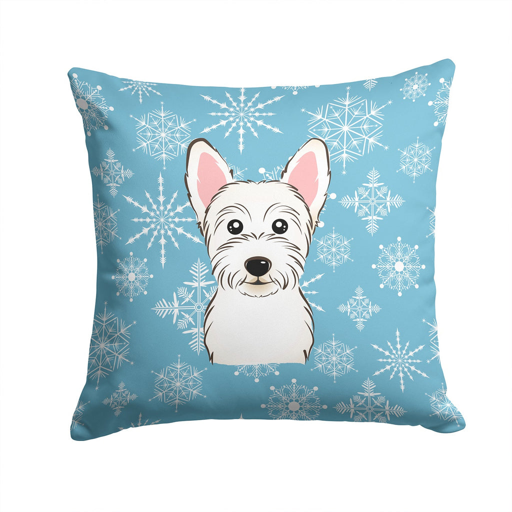 Snowflake Westie Decorative Throw Pillow 14x14 Indoor Outdoor Accent Cushion, Fabric Cover with Insert for Sofa, Bed, Porch & Living Room