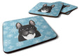 Snowflake French Bulldog Foam Coasters Set of 4 Cup Coasters for Indoor Outdoor, Tabletop Protection, Anti Slip, Mouse pad Material