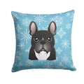 Snowflake French Bulldog Decorative Throw Pillow 14x14 Indoor Outdoor Accent Cushion, Fabric Cover with Insert for Sofa, Bed, Porch & Living Room