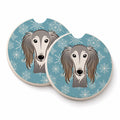 Snowflake Saluki Set of 2 Cup Holder Car Coasters Absorbent Round Sandstone Coasters Gifts for Men or Women, 2.5, Multicolor