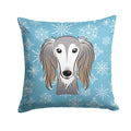 Snowflake Saluki Decorative Throw Pillow 14x14 Indoor Outdoor Accent Cushion, Fabric Cover with Insert for Sofa, Bed, Porch & Living Room
