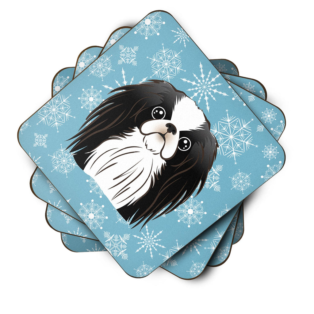 Snowflake Japanese Chin Foam Coasters Set of 4 Cup Coasters for Indoor Outdoor, Tabletop Protection, Anti Slip, Mouse pad Material