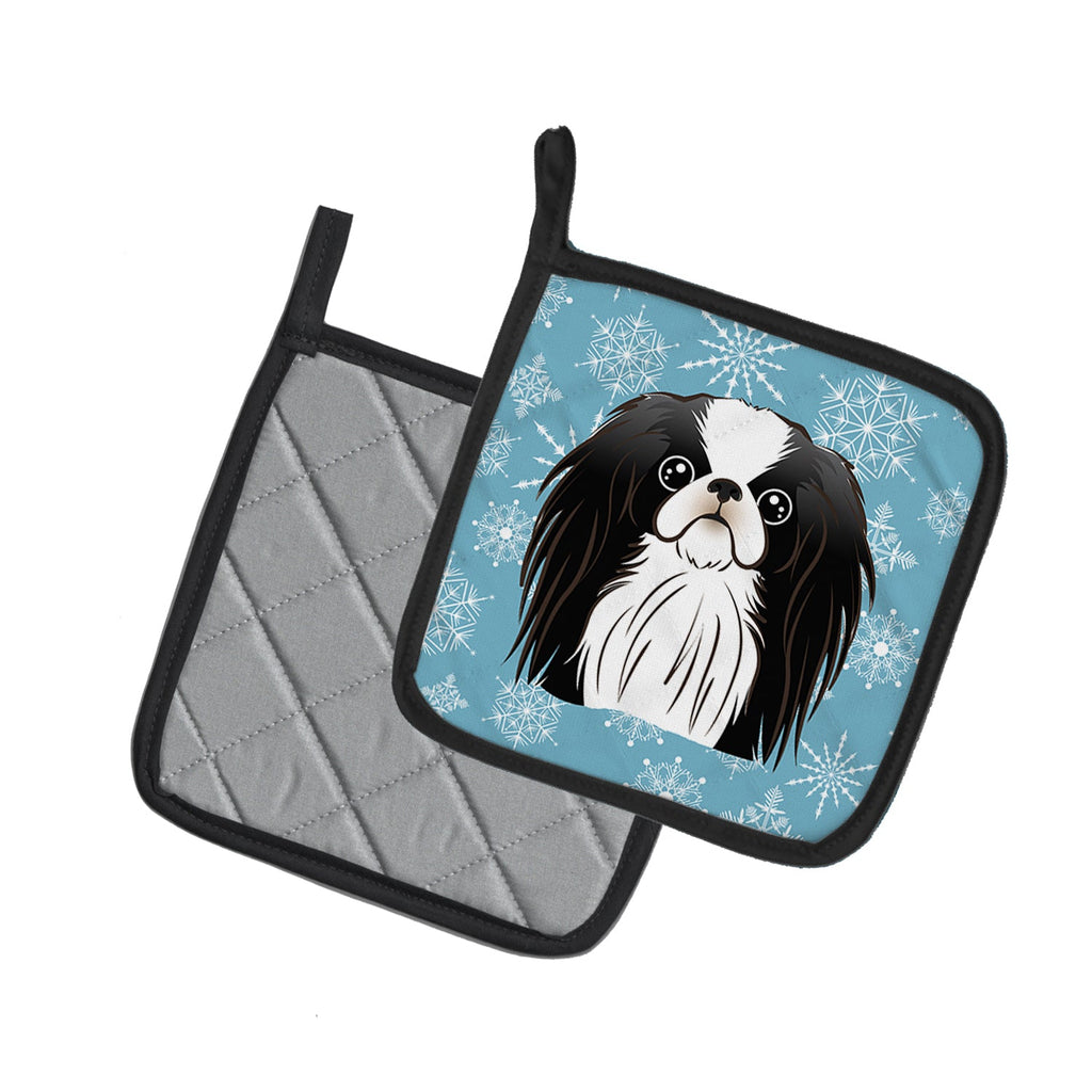 Snowflake Japanese Chin Pot Holder Set of 2 Heat Resistant Quilted Hot Pads 7.5 x 7.5 Inch, Insulated Kitchen Trivets for Cooking & Baking