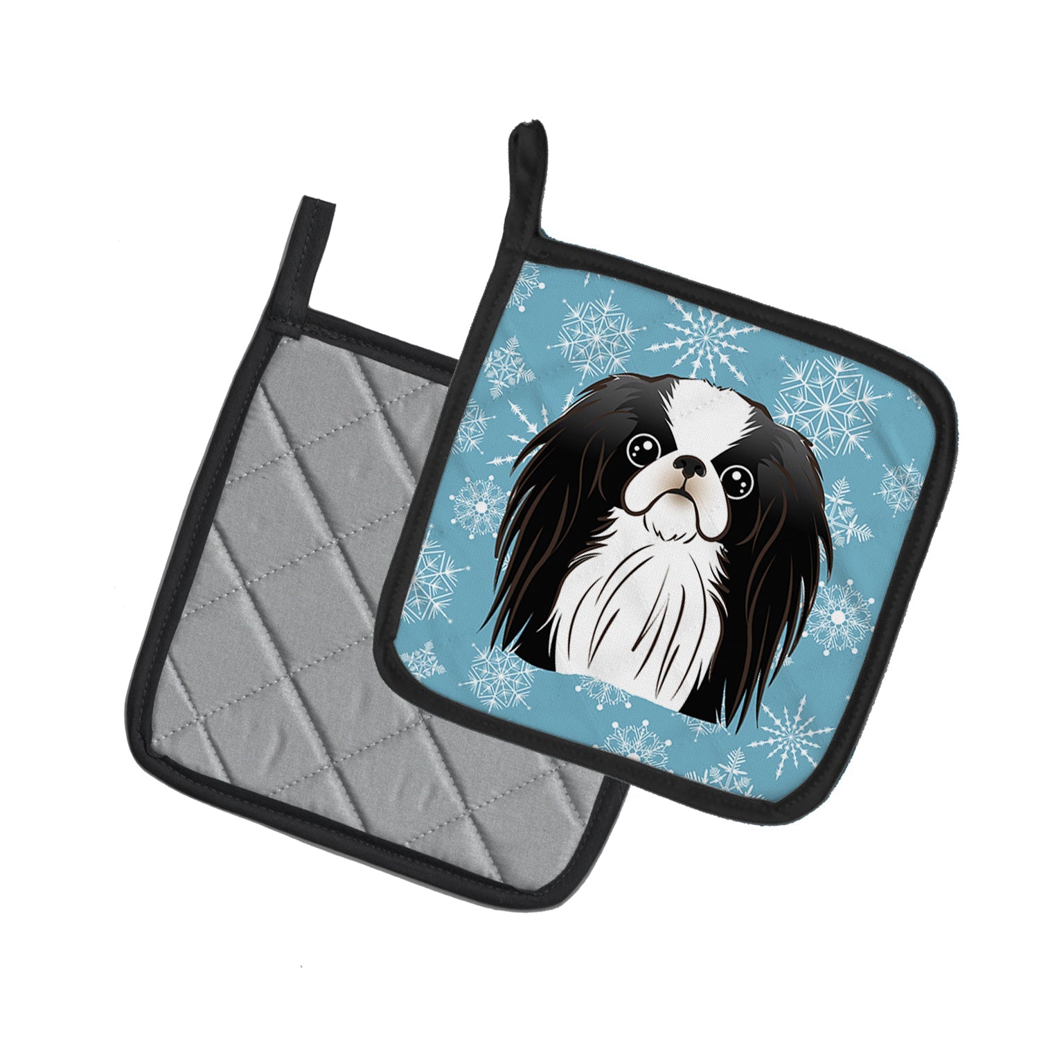 Snowflake Japanese Chin Pot Holder Set of 2 Heat Resistant Quilted Hot Pads 7.5 x 7.5 Inch, Insulated Kitchen Trivets for Cooking & Baking