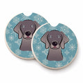 Snowflake Weimaraner Set of 2 Cup Holder Car Coasters Absorbent Round Sandstone Coasters Gifts for Men or Women, 2.5, Multicolor