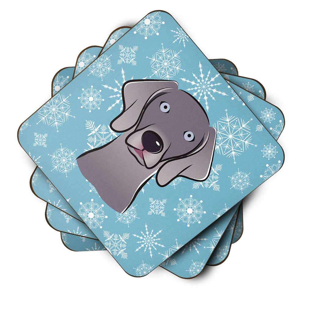Snowflake Weimaraner Foam Coasters Set of 4 Cup Coasters for Indoor Outdoor, Tabletop Protection, Anti Slip, Mouse pad Material