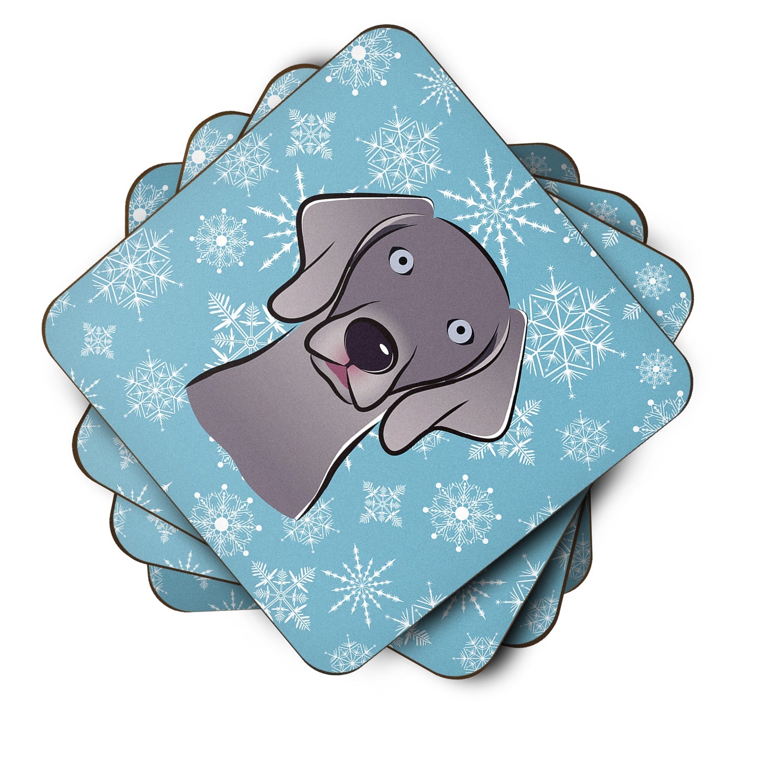 Snowflake Weimaraner Foam Coasters Set of 4 Cup Coasters for Indoor Outdoor, Tabletop Protection, Anti Slip, Mouse pad Material